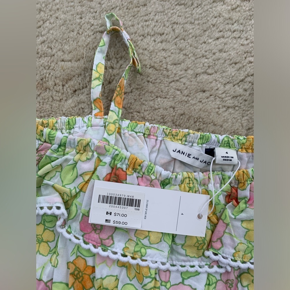 Janie and Jack NWT Size 4 Ruffle Floral Jumpsuit - Picture 4 of 7